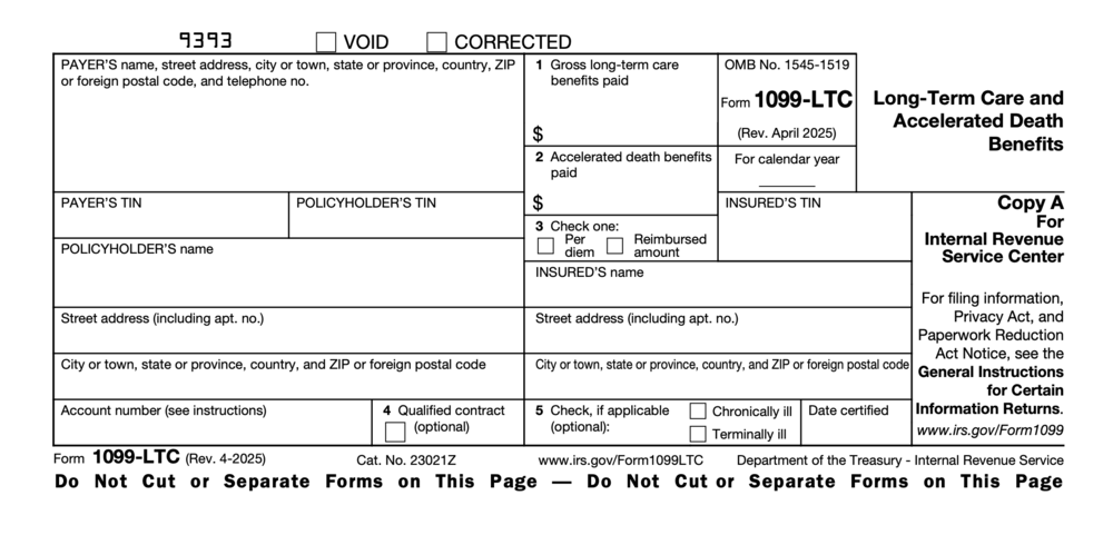 IRS Tax Form 1099-LTC